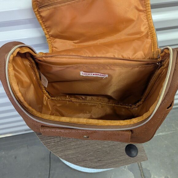 Lucky Brand Monogram Cognac Brown Toiletry Bag Travel Tote - Picture 6 of 6
